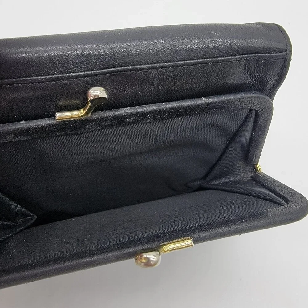 Vintage Rolfs‎ Wallet Women's Black Leather Trifold Coin Purse Read Desc